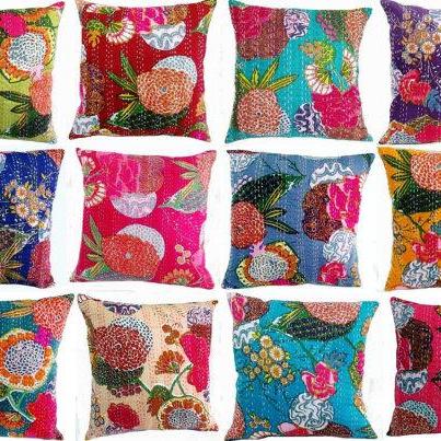 5pc Kantha Cushion Cover,cotton Embroidered Kantha..