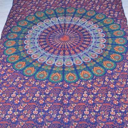Mandala Print 100 % Cotton Bed Cover, Tapestry..