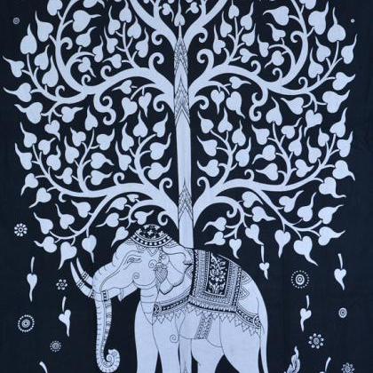 Twin Size Tree Elephant Print 100% Cotton Bed..