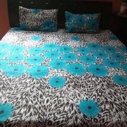 Two Pillow Cases . Blue Color Indian Queen Size..