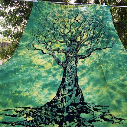 Beautiful Green Tree Of Life Tapestry Royal..