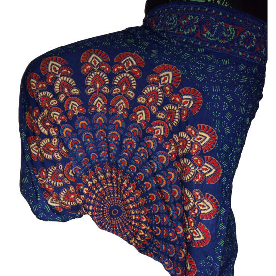 Blue Mandala Print Hippy Goa Harem Hose Sarouel Harem Pants Trousers Boho Indian Baggy Afghani Trousers