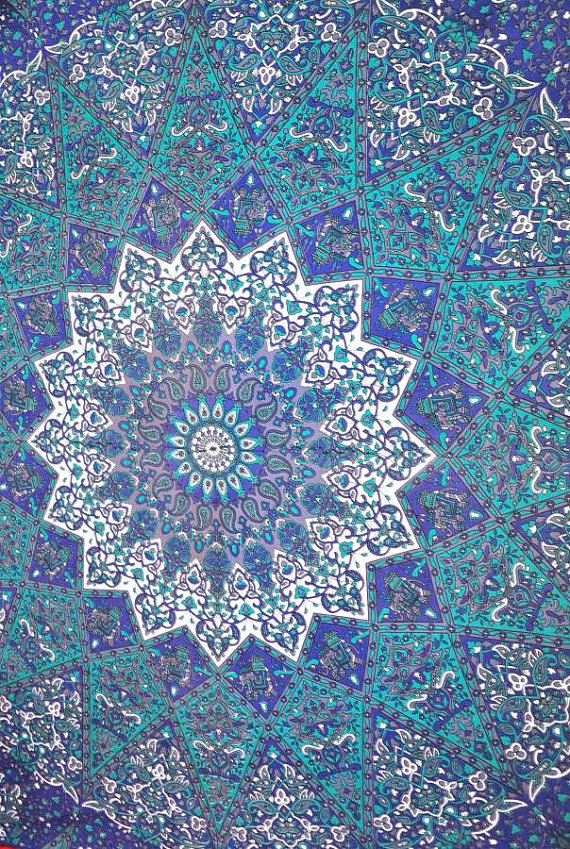 Beautiful Indian Psychedelic Tapestry, Indian Star Mandala Tapestry, Throw Decor Art, Indian Wall Hanging, Queen Size Bedspread