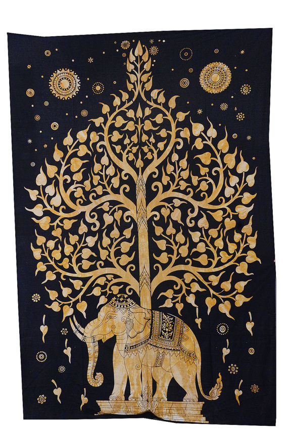 Twin Elephant Tapestry Hippie Wall Hanging Indian Bohemian Boho Bedding Throw Bedspread Ethnic Wall Decor