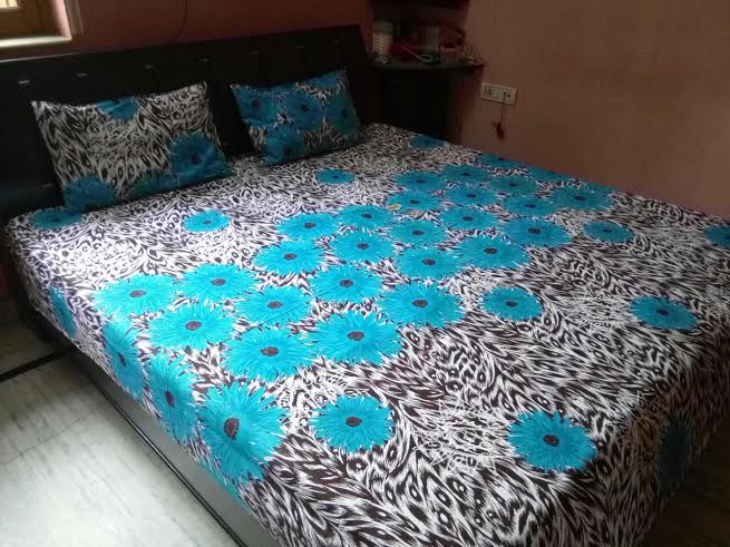 Two Pillow Cases . Blue Color Indian Queen Size Bedsheet Set, Hippy Bedsheet, Picknic Blanket, Room Divider, Bed Spread